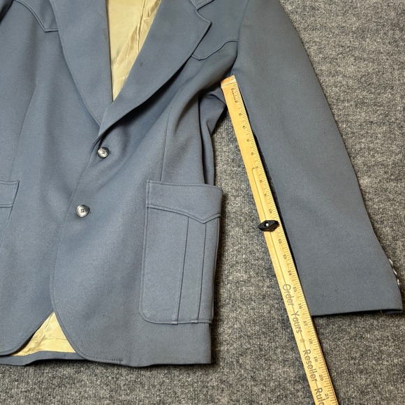 Vintage Lee Western Blazer Mens 46R Slate Blue Cowboy Sport Coat Made in USA - Picture 10 of 15